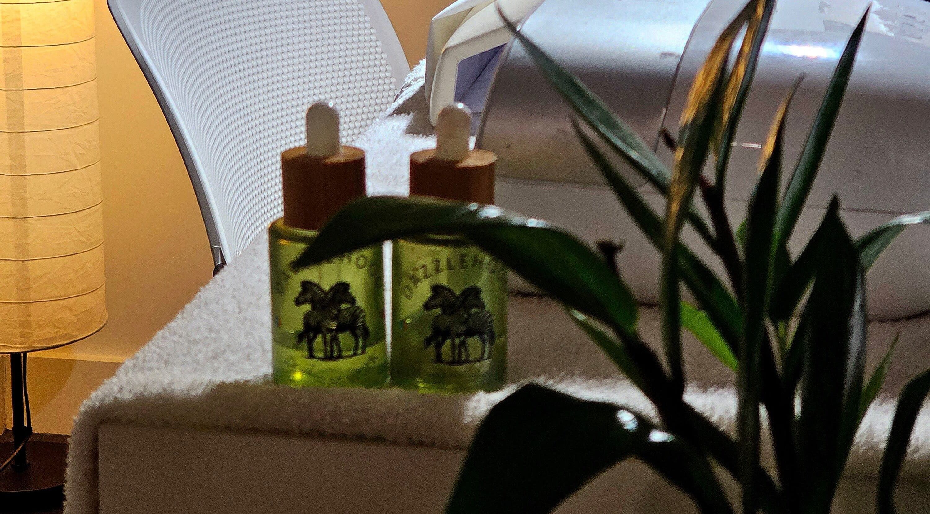 Essential oils and plants at Dazzlehood at Meta, Dublin, County Dublin, IE, enhancing spa ambiance.