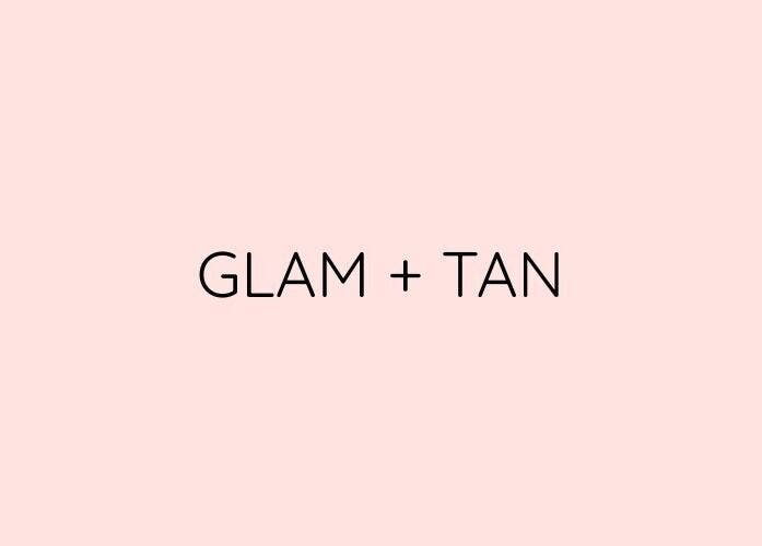 Glam + Tan sign on a blush pink background in Bishop's Stortford, England, GB.