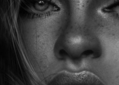 Close-up of a model's face highlighting beauty treatments at 33 BEAUTY, Stratford-upon-Avon, England, GB.