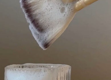 Soft bristle brush with foam at Zo Beauty, Burleigh Waters, Queensland, AU. Perfect for pampering facials.