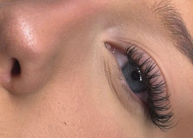 Close-up of elegant eyelash extensions at Blushed Beauty by Amelia, Wormegay, England, GB.