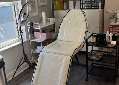 Modern treatment room at Obsession Medical Aesthetics, Bedale, England, GB, with professional equipment.