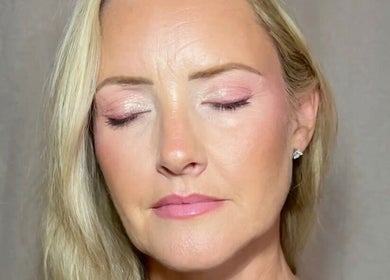 Makeupbylizzierose client showcasing soft pink makeup in Waldridge, England, GB.
