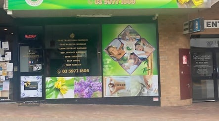 Sawan Thai Wellness entrance in Mornington, Victoria, AU, showcasing massage services and vibrant signage.