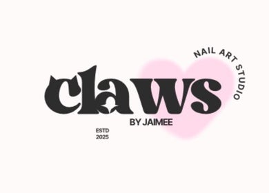 Logo of Claws by Jaimee, a nail art studio in Hope Island, Queensland, AU. Features bold text and a pink heart.
