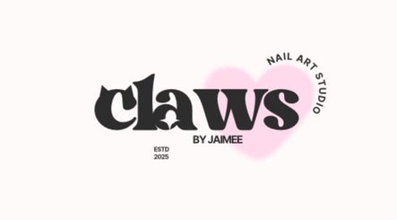 Logo of Claws by Jaimee, a nail art studio in Hope Island, Queensland, AU. Features bold text and a pink heart.
