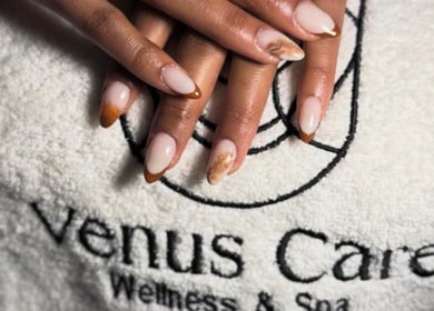 Stylish nails on a Venus Care towel at Venus Care, Riyadh, Riyadh Province, SA.