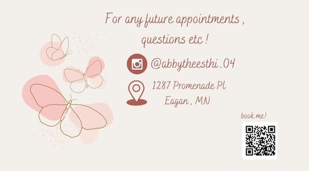 All About Beauty Salon info card with butterflies, Eagan, Minnesota, US.