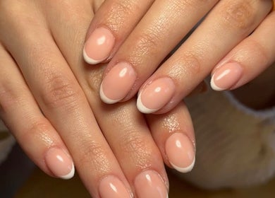 French manicure at Nails By Kay G in Bromsgrove, England, showcasing elegant nail art.