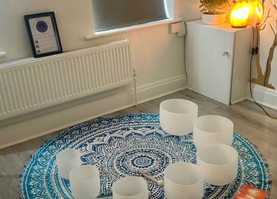 Calming therapy room with Himalayan salt lamp at Rooted Therapies by Vic, Whiston, England, GB.
