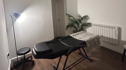 Tranquil therapy room at Rooted Therapies by Vic at Bohemian Stars, Liverpool, England, GB.