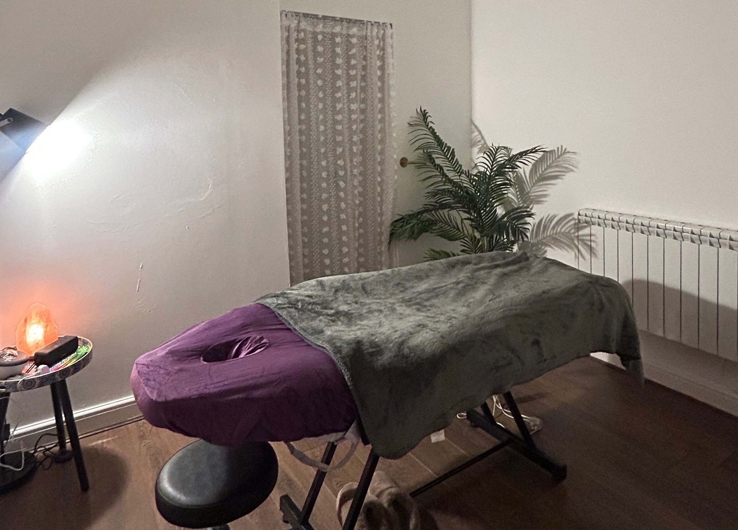 Tranquil massage room at Rooted Therapies by Vic at Bohemian Stars in Liverpool, England, GB.
