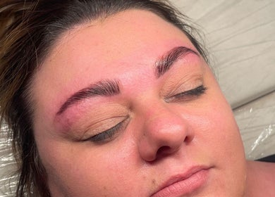 Relaxed woman with shaped eyebrows at Angel Eyes by Beth, Crook, England, GB.