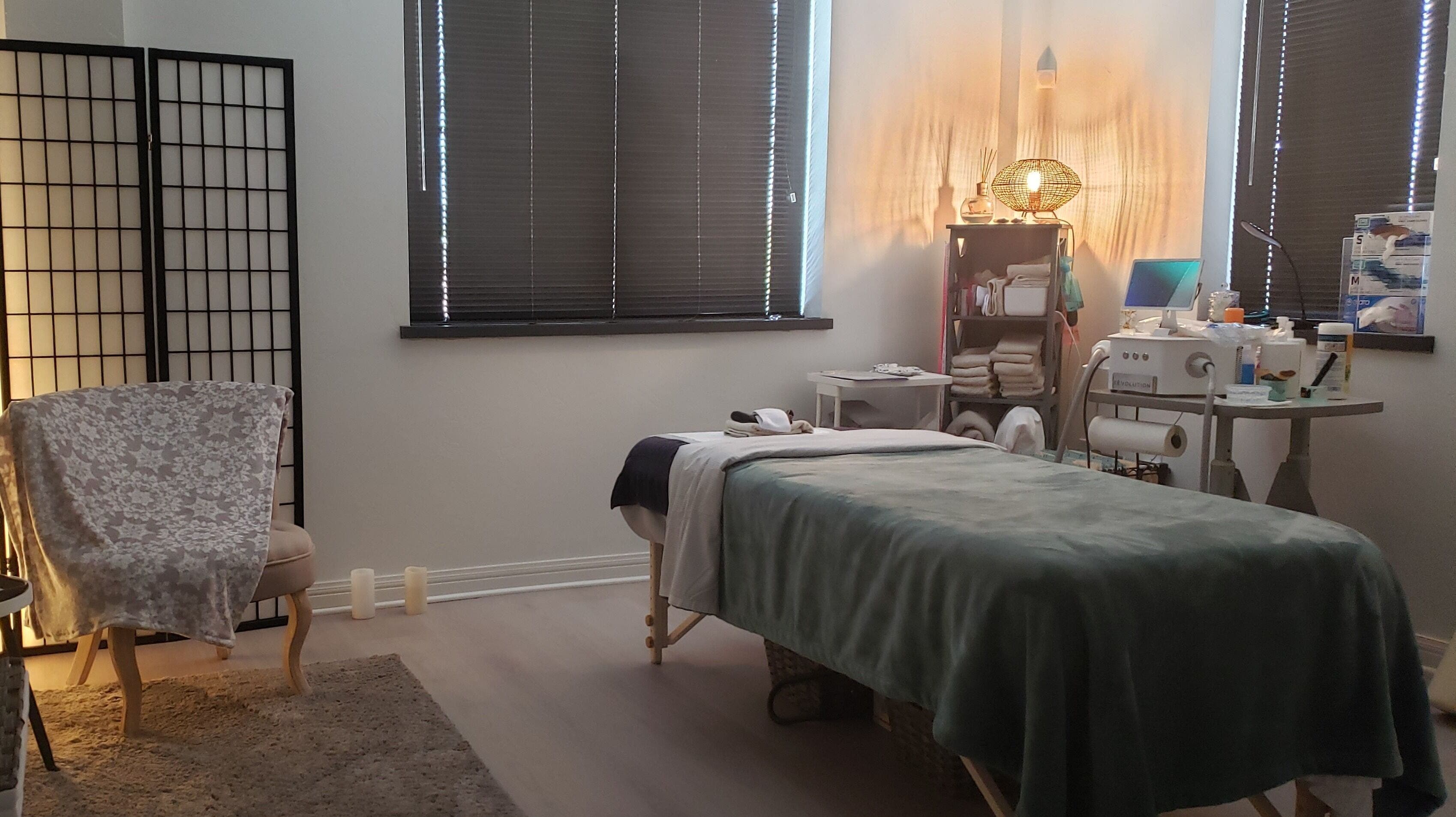 LUX Spa - Lymphatic Wellness massage room, tranquil ambiance in De Pere, Wisconsin, US.