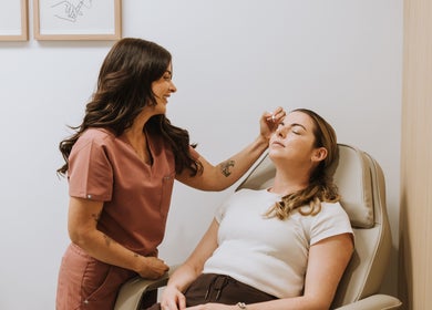 Client receiving beauty treatment at Bloom Integral Wellness, Melbourne, Victoria, AU.