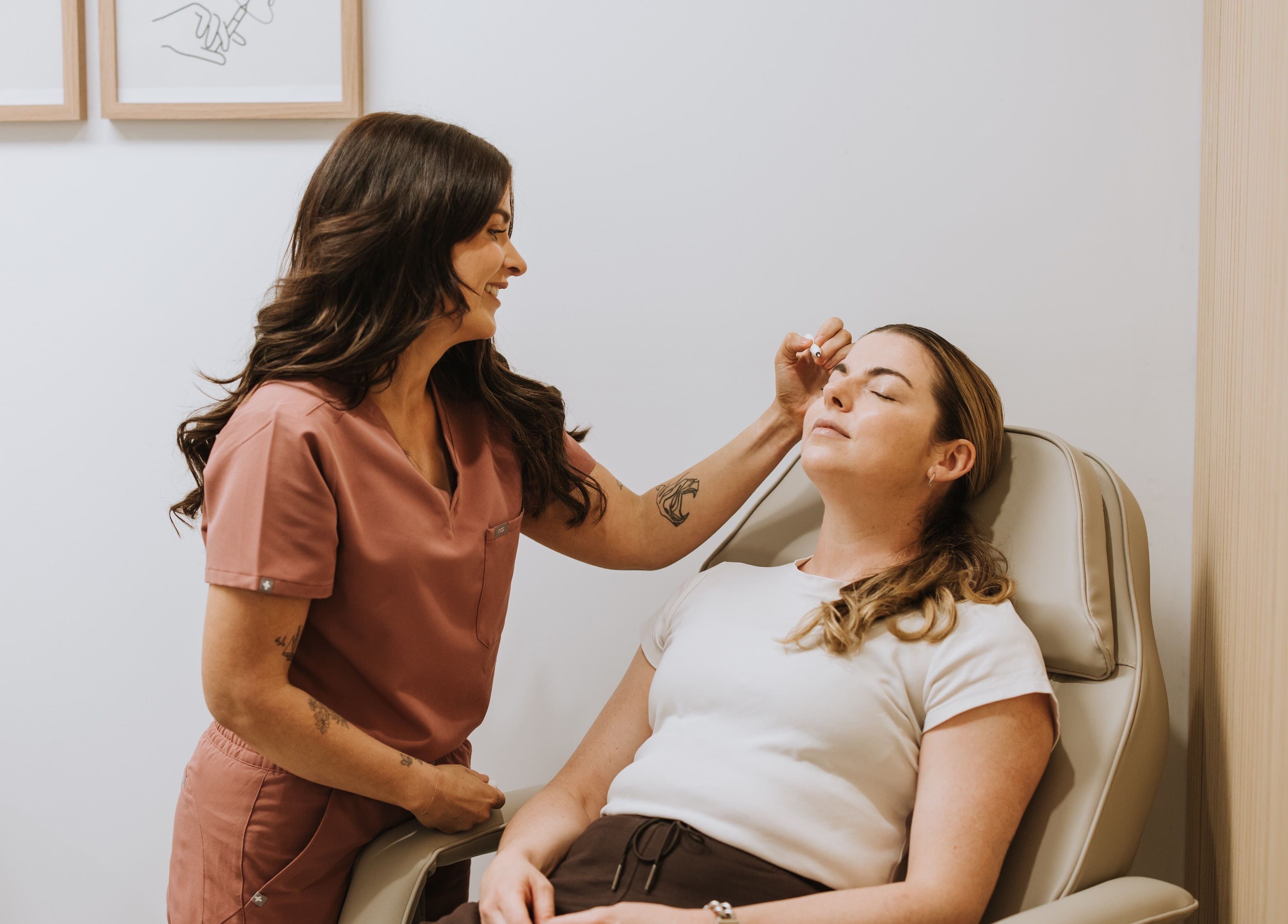 Client receiving beauty treatment at Bloom Integral Wellness, Melbourne, Victoria, AU.