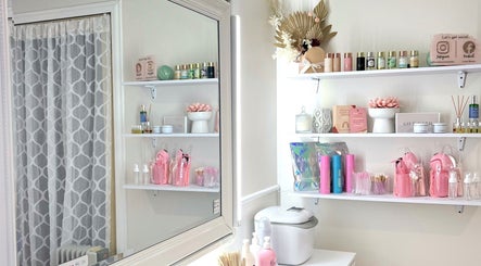 Luxxe Beauty Cosmetics interior showing neatly arranged shelves in Eaton, Western Australia, AU.