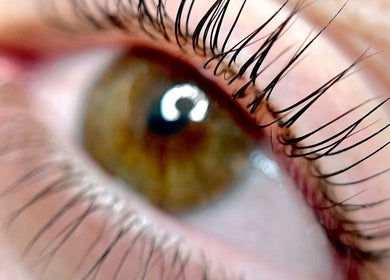Close-up of eyelash extensions at Luxxe Beauty Cosmetics in Eaton, Western Australia, AU.