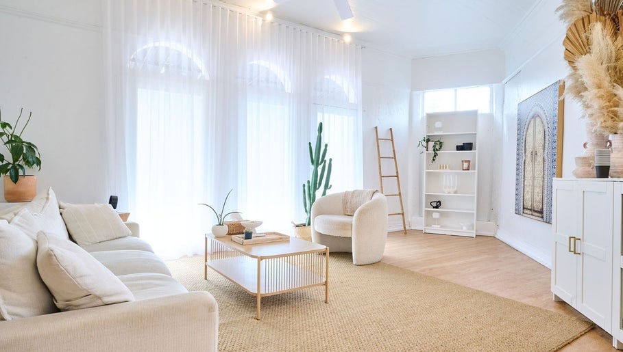 Calming therapy room at Sydney Wide Counselling, Stanmore, New South Wales, AU with neutral decor and soft lighting.
