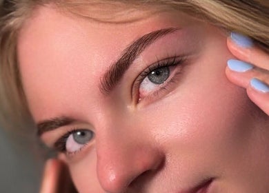 Close-up of styled lashes and brows at Slavic Lashes & Brows, Melbourne, Victoria, AU.