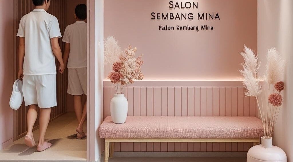 Entrance of Salon Sembang Mina in Kuala Lumpur, featuring chic decor and a welcoming ambiance.