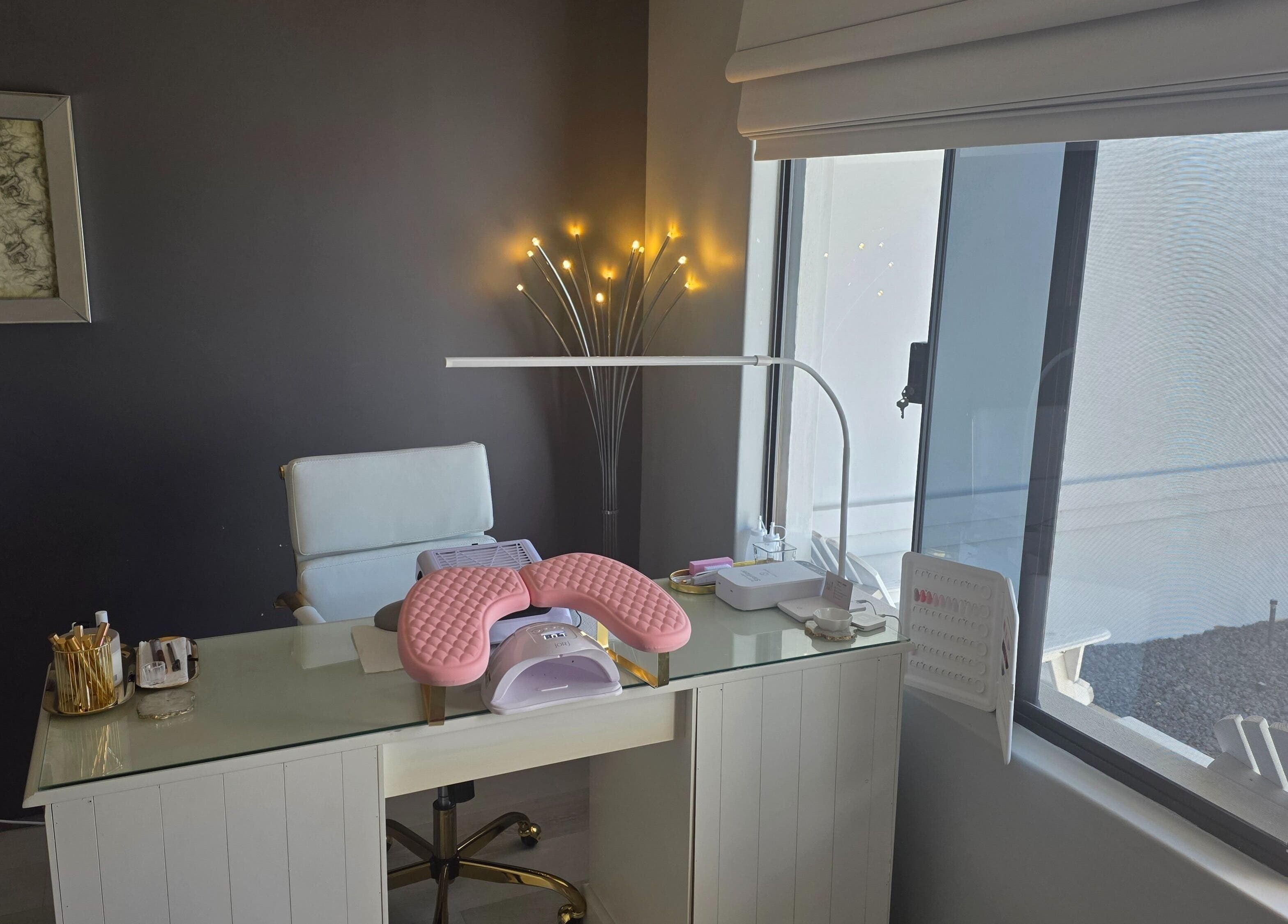 Elegant manicure setup at The Nail Edit in Butler, Western Australia, AU with modern decor.