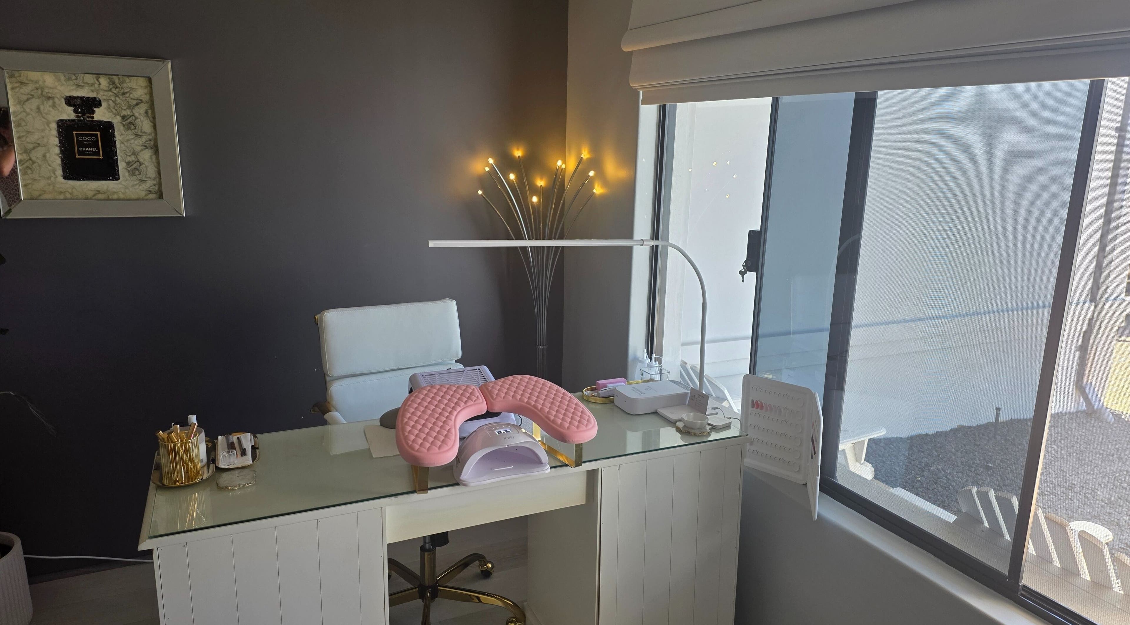 Elegant manicure setup at The Nail Edit in Butler, Western Australia, AU with modern decor.