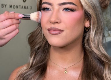 Woman receiving makeup at MDB Beauty Studio, Harrington Park, New South Wales, AU.