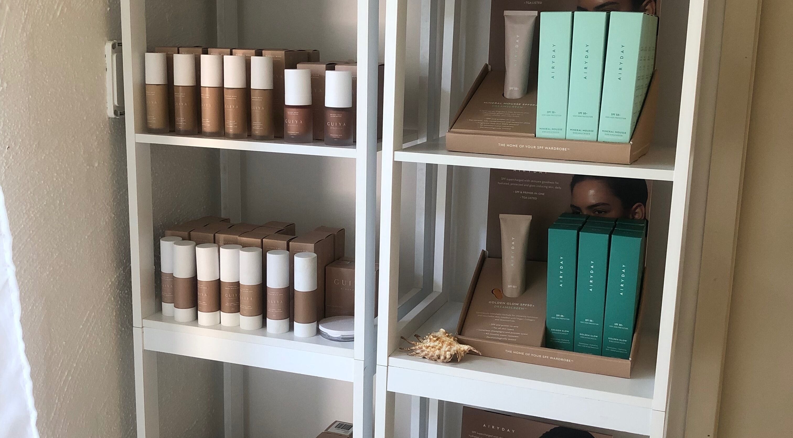 Product display at Beauty 2464, showcasing beauty essentials in Yamba, New South Wales, AU.