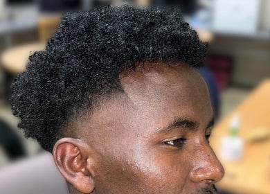 Close-up of a stylish fresh fade haircut at London Made Paris, London, England, GB.