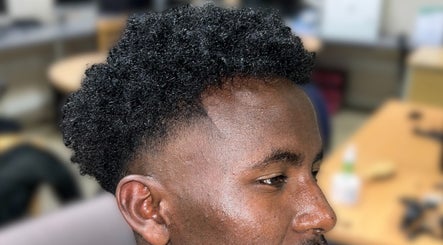 Close-up of a stylish fresh fade haircut at London Made Paris, London, England, GB.
