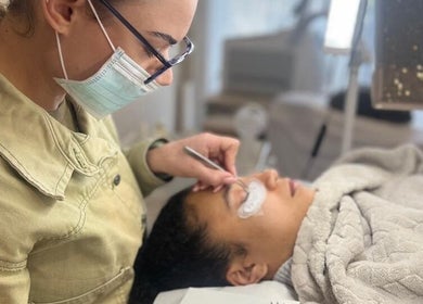 Professional eyelash treatment at L AND B, Cape Town, Western Cape, ZA, enhancing beauty and relaxation.