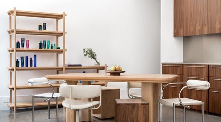 Elegant interior of HAIR EDIT by Chloe in Melbourne, Victoria, AU. Modern wooden decor with luxury products.