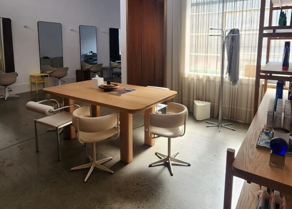Elegant styling space at HAIR EDIT by Chloe, Melbourne, Victoria, AU with mirrors and modern chairs.