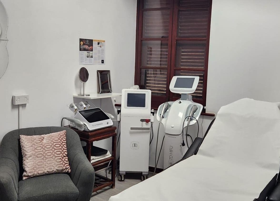 Modern treatment room at Bybu Aesthetics and Wellness, Gibraltar, GI with advanced beauty equipment.