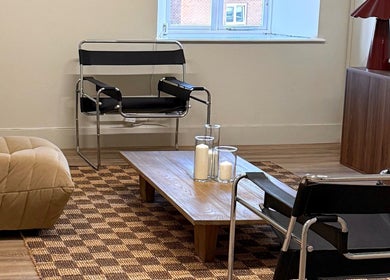 Stylish lounge at Strp. in Edinburgh, Scotland, GB with modern furniture and ambient decor.