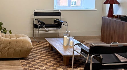 Stylish lounge at Strp. in Edinburgh, Scotland, GB with modern furniture and ambient decor.