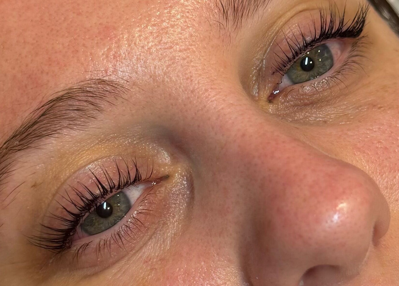 Close-up of enhanced eyelashes at Beauty By Mols, Somerton, England, GB showcasing professional lash care.