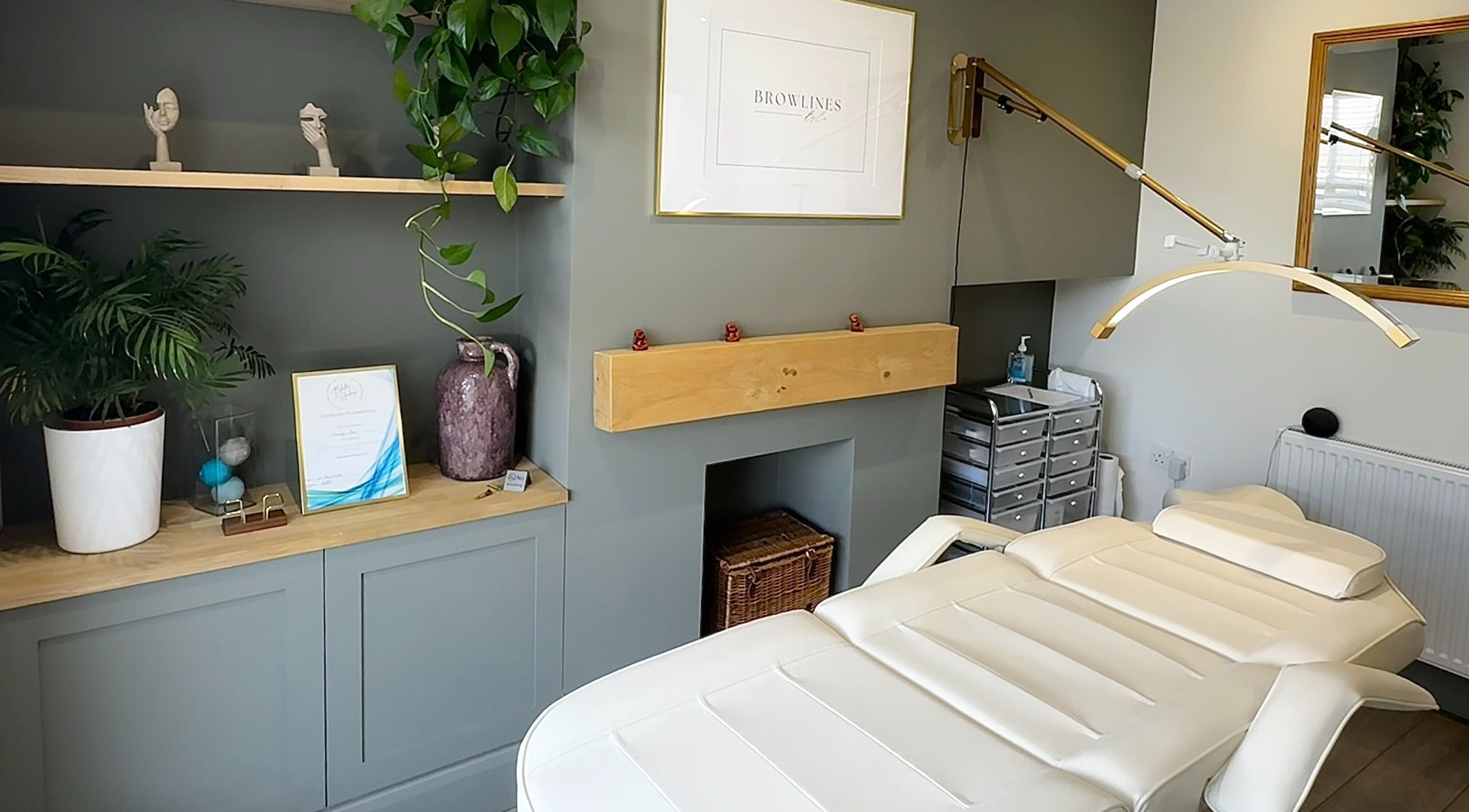 Elegant and tranquil treatment room at Browlines By Em, Welwyn Garden City, England, GB.