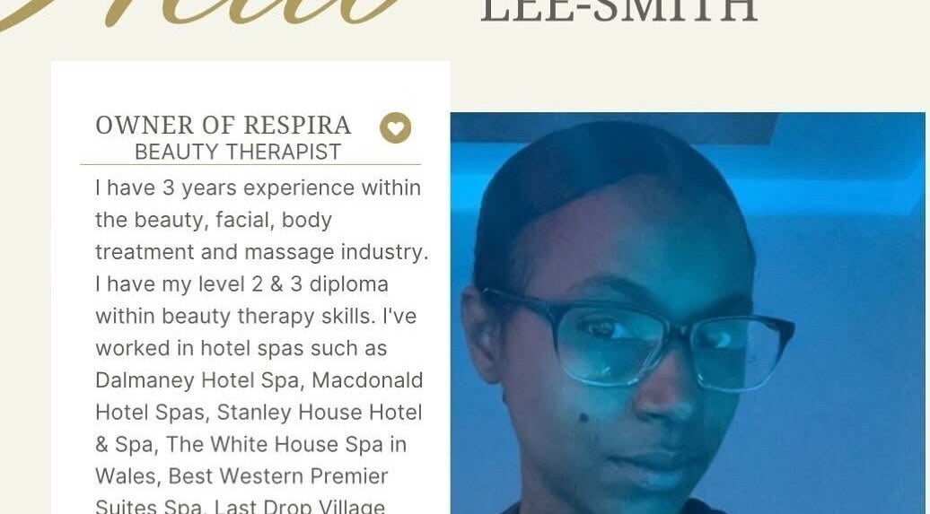Respira Spa owner profile boasting expertise in beauty therapy, located in Bermuda, BM