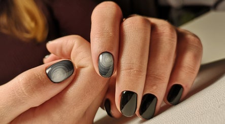 Striking nail art in grayscale by The Nail Muse by Tasha at Carlisle, England, GB.