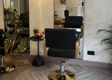 Elegant styling chair at Hair By B at Amica Hair & Beauty, Thirsk, England, GB.