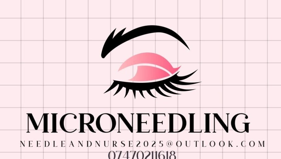 Needlesandb Nurse logo with stylized eye for microneedling services, Ettiley Heath, England, GB.