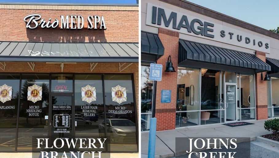 Exterior view of Brio Med Spa and Image Studios at 5945 State bridge Rd. Suite 131, Johns Creek, Georgia, US.