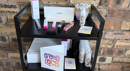 Beauty products and gift card display at Simone Services, Edinburgh, Scotland, GB.