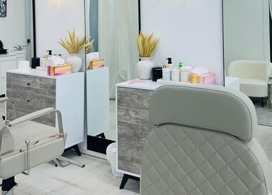 Modern salon setup at Browline & Lashes, Bondi Junction, New South Wales, AU, featuring sleek chairs and decor.