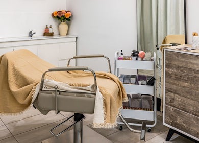 Inviting beauty treatment room at Browline & Lashes-Spring street, Bondi Junction, New South Wales, AU.
