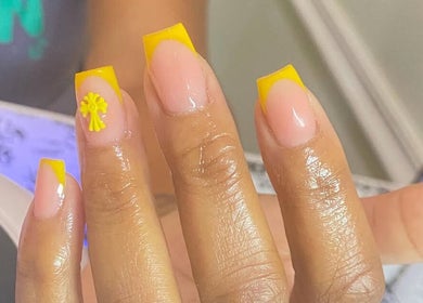 Vivid yellow nail design by Clawed By Grace in Freeport, Freeport, BS captures vibrant style and elegance.