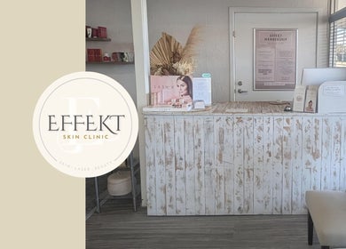Effekt Skin Clinic reception area with stylish decor in Berserker, Queensland, AU.