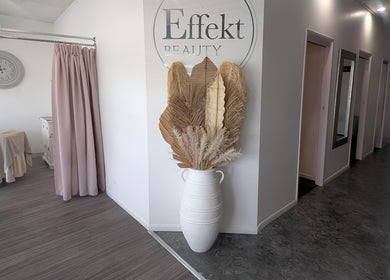 Effekt Skin Clinic entrance with chic decor in Berserker, Queensland, AU.